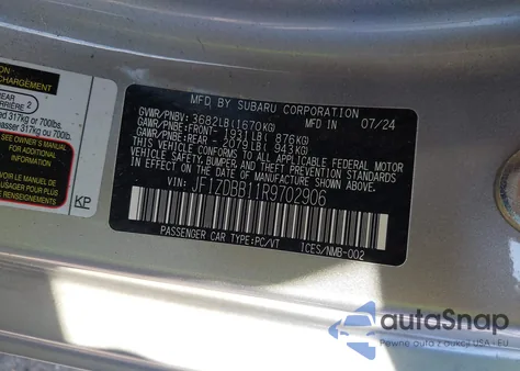 2024 Subaru Brz Premium из США, поврежденный, VIN JF1ZDBB11R9702906